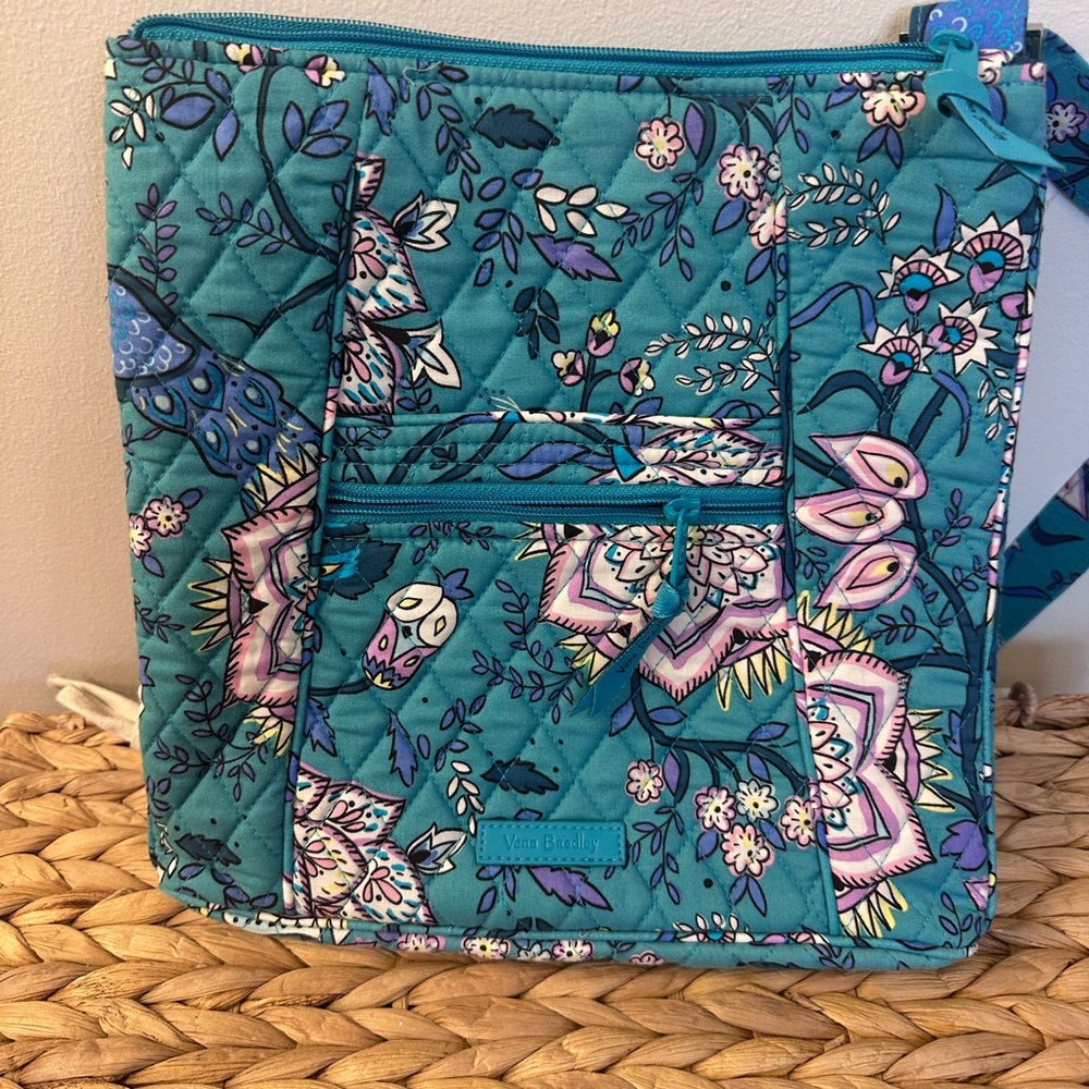 Vera Bradley Teal Floral Quilted Crossbody Purse